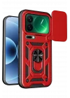 Mey İthalat®   Mi 17 Pro Pars Lens Yüzüklü Silikon - Kırmızı