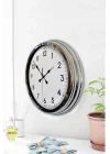 Mey İthalat® Modern Klasik 40 Cm Krom Metal Duvar Saati
