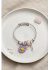 Mey İthalat® Mor Papatya Charmlı Bileklik