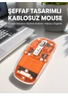 Mey İthalat® Mouse Fare Kablosuz Mouse Fare Şarjlı Bluetooth Sessiz 5 Tuşlu Şeffaf