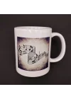 Mey İthalat® Müzik Notaları Tasarımlı Kupa Bardak