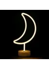 Mey İthalat® Neon Işıklı Ay Masa Gece Lambası Pil+Usb