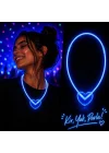 Mey İthalat® Neon Işıklı Fosforlu Kalp Parti Kolyesi Mavi Renk