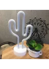 Mey İthalat® Neon Işıklı Kaktüs Masa Gece Lambası