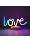 Mey İthalat® Neon Işıklı Love Yazılı Masa Gece Lambası