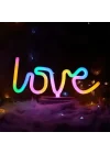 Mey İthalat® Neon Işıklı Love Yazılı Masa Gece Lambası
