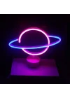 Mey İthalat® Neon Işıklı Satürn Lamba (Pil + USB)