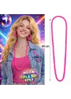 Mey İthalat® Neon Pembe Boncuk Kolye 80 cm – Retro 80’ler 90’lar Parti Aksesuarı