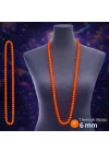 Mey İthalat® Neon Turuncu Boncuk Kolye 80 cm – Retro 80’ler 90’lar Parti Aksesuarı