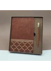 Mey İthalat®  Öğretmenler Günü Hediyesi Kutulu Deri Defter Kalem Seti