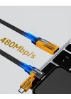 Mey İthalat® Örgülü Tasarım 4’ü 1 Arada USB-C Lightning Hızlı Şarj Kablosu