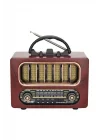 Mey İthalat®  Orta Boy Retro Ahşap Tasarım Bluetooth Hoparlörlü Radyo – FM/AM Destekli, Şarjlı ve Taşınabiliri Radyo NS-6636