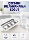 Mey İthalat® Paslanmaz Çelikten Üretilmiş Metal Buz Küpü Seti ve Buz Klipsi