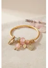 Mey İthalat® Pembe Balık Model Gold Renk Charmlı Bileklik