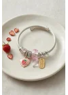 Mey İthalat® Pembe Kalp Çilek Charmlı Bileklik