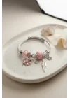 Mey İthalat® Pembe Kelebek Charmlı Bileklik