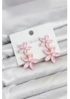 Mey İthalat® Pembe Kristal Çiçek Küpe