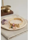 Mey İthalat® Pembe Papatya Model Gold Renk Charmlı Bileklik