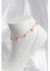 Mey İthalat® Pembe Renk Boncuklu Papatya Motifli Halhal