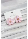 Mey İthalat® Pembe Renk Kristal Taşlı Çiçek Model Kadın Küpe