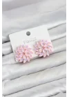 Mey İthalat® Pembe Renk Kristal Taşlı Çiçek Model Kadın Küpe