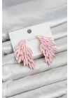 Mey İthalat® Pembe Renk Kristal Taşlı Kanat Küpe