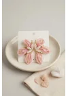 Mey İthalat® Pembe Renk Orkide Model Organze Küpe