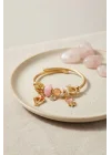 Mey İthalat® Pembe Uçan Model Charmlı Gold Renk Bileklik