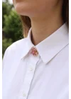 Mey İthalat® Pembe Zirkon Taşlı Düğme veya Manşet Broşu
