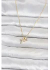 Mey İthalat® Pirinç Gold Renk Minimal Kutup Yıldızı Model Kadın Kolye