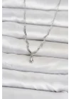 Mey İthalat® Pirinç Gümüş Renk Damla Model Kadın Kolye