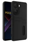 Mey İthalat®   Poco X7 Pro Kılıf Sara Kartvizitli Deri Kılıf - Siyah