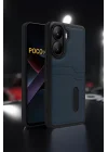 Mey İthalat®   Poco X7 Pro Kılıf Sara Kartvizitli Deri Kılıf - Siyah