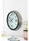 Mey İthalat® Prestij Krom Metal 40 Cm Duvar Saati