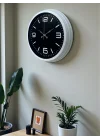 Mey İthalat® Prime White 40  Cm Metal Modern Duvar Saati