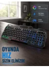 Mey İthalat® Profesyonel  Klavye Mouse Seti – RGB Işıklı, Türkçe Q, DPI Ayarlı, Dayanıklı Gövde