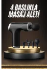 Mey İthalat® Profesyonel Masaj Tabancası Sporcu Masaj Aleti 4 Başlıklı Şarjlı Titreşimli