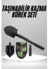 Mey İthalat® Pusulalı Katlanabilen Portatif Çantalı Mini Kazma Kürek Seti