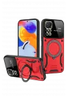 Mey İthalat®  Realme 11 Pro Plus Joy Lens Standlı Kapak - Kırmızı