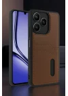 Mey İthalat®  Realme Note 50 4G Kılıf Sara Kartvizitli Deri Kılıf - Taba