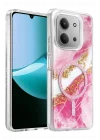 Mey İthalat®   Redmi 15C 4G Lotus Simli Magsafe Kapak - Pembe