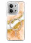 Mey İthalat®   Redmi 15C 4G Lotus Simli Magsafe Kapak - Turuncu