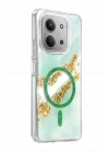 Mey İthalat®   Redmi 15C 4G Lotus Simli Magsafe Kapak - Yeşil