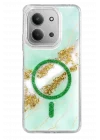 Mey İthalat®   Redmi 15C 4G Lotus Simli Magsafe Kapak - Yeşil