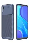 Mey İthalat®   Redmi 9A Kılıf Auto Focus Karbon Kapak - Lacivert