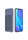 Mey İthalat®   Redmi 9A Kılıf Auto Focus Karbon Kapak - Lacivert