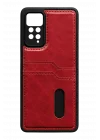 Mey İthalat®   Redmi Note 12 Pro 4G Kılıf Sara Kartvizitli Deri Kılıf - Kırmızı
