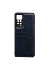 Mey İthalat®   Redmi Note 12 Pro 4G Kılıf Sara Kartvizitli Deri Kılıf - Lacivert