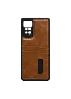 Mey İthalat®   Redmi Note 12 Pro 4G Kılıf Sara Kartvizitli Deri Kılıf - Taba
