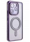 Mey İthalat®   Redmi Note 14 4G Joke Simli Magneticsafe Kılıf - Derin Mor